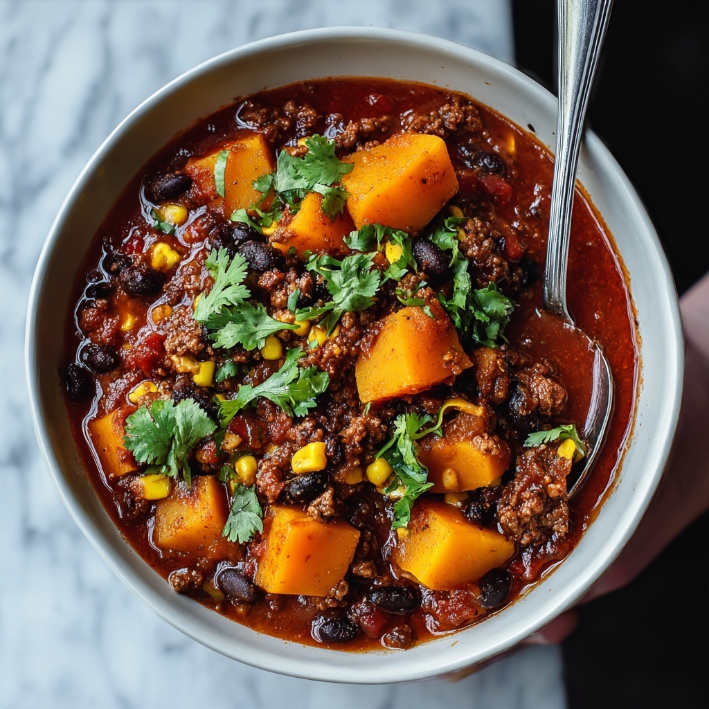 Easy Butternut Squash Chili With Turkey or Beef Recipe - Recipe Image
