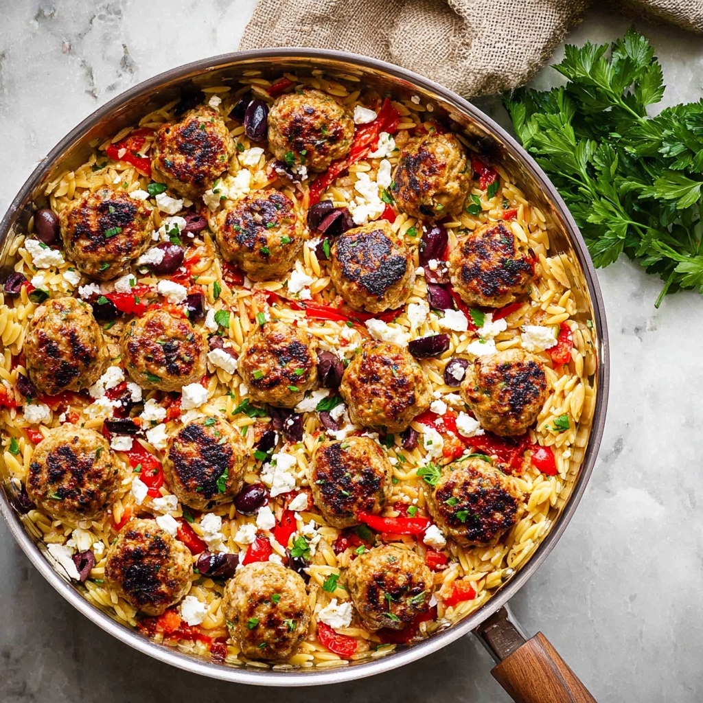 Greek Meatballs and Orzo Skillet Recipe - Recipe Image