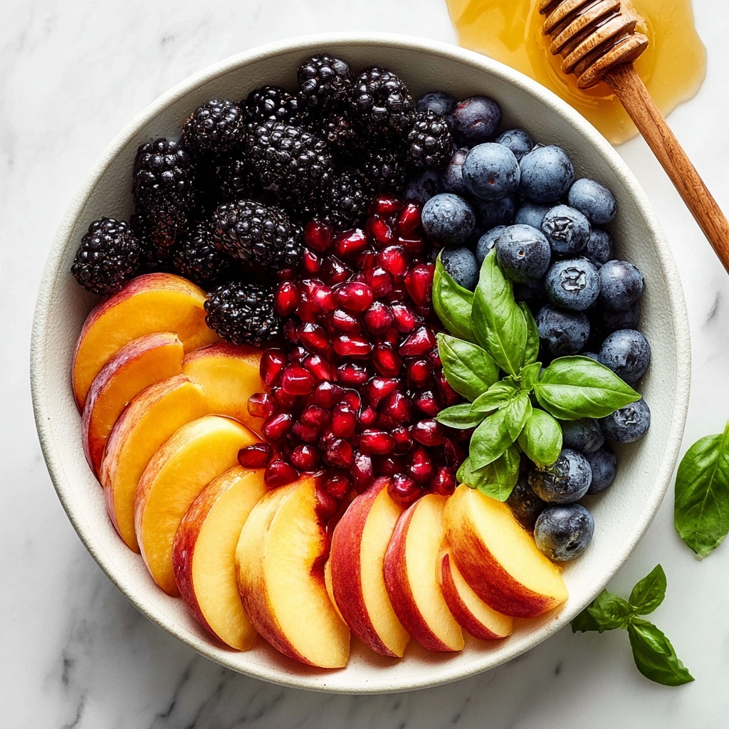 Honey Lime Basil Peach Fruit Salad Recipe - Recipe Image