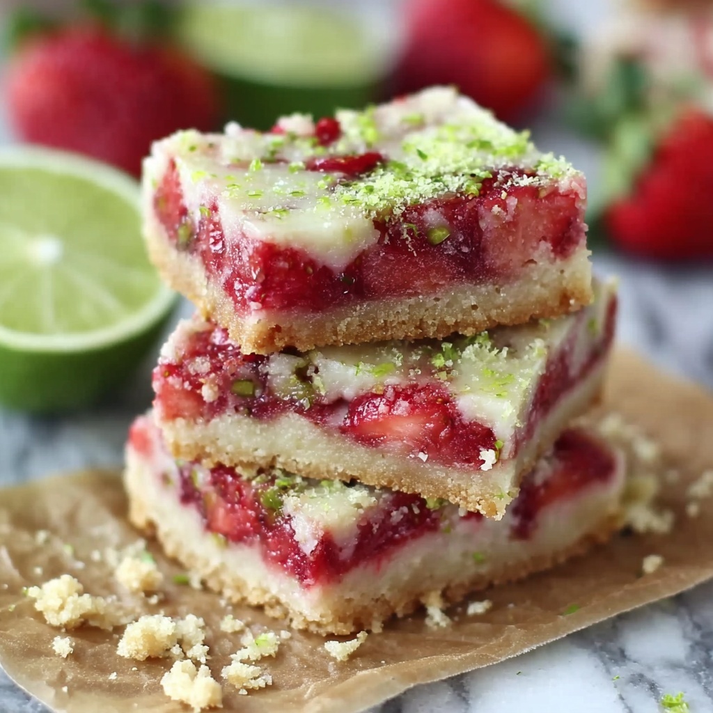 Strawberry Lime White Chocolate Gooey Bars Recipe - Recipe Image