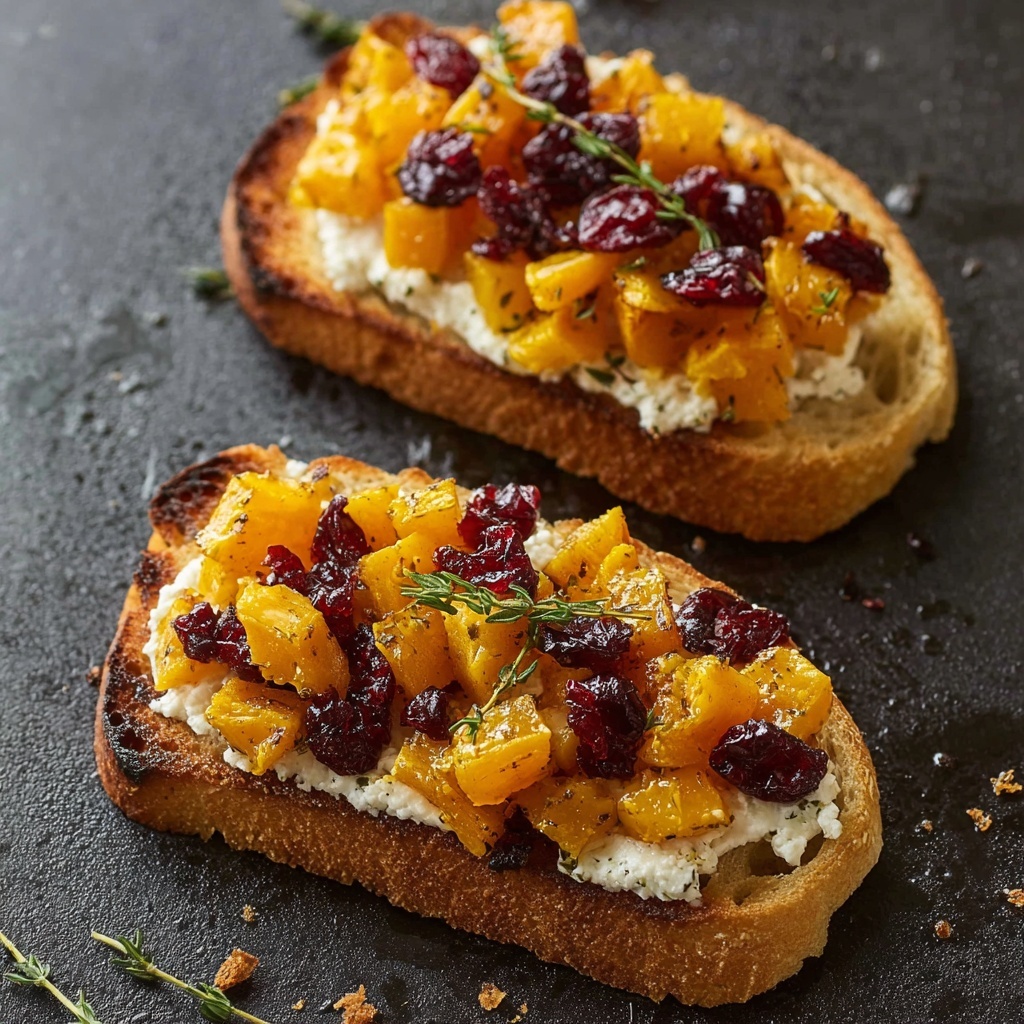 Butternut Squash Cranberry Goat Cheese Crostini Recipe - Recipe Image