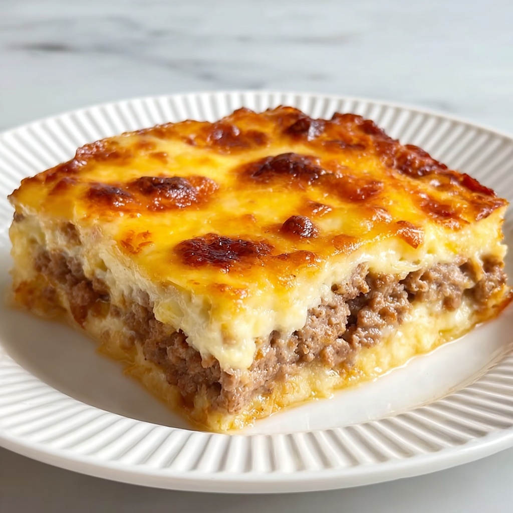 Breakfast Casserole with Crescent Rolls, Sausage, and Cheddar Cheese Recipe - Recipe Image