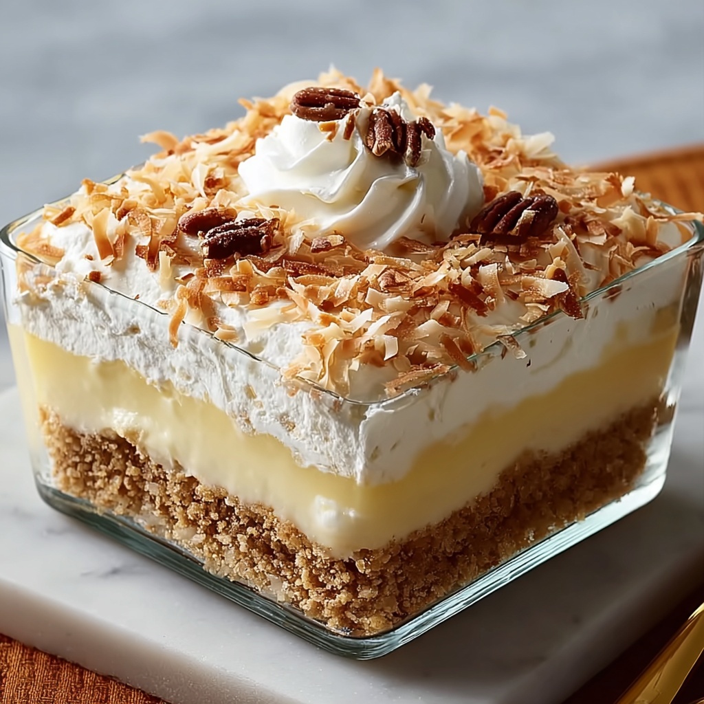 Coconut Cream Layered Dessert Recipe - Recipe Image