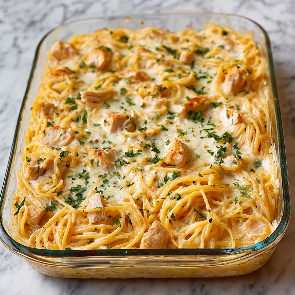 Creamy Chicken Spaghetti Bake Recipe - Recipe Image