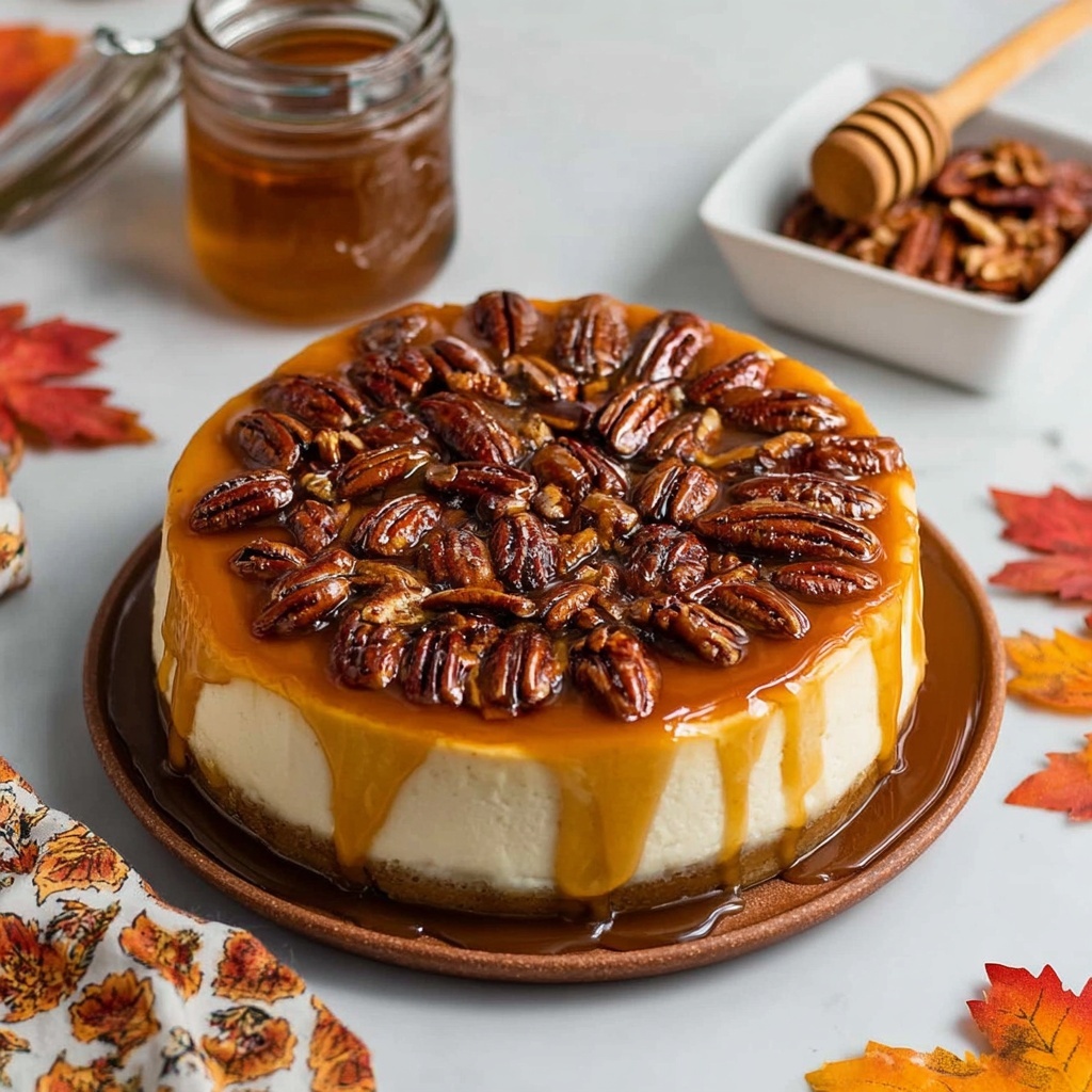 No Bake Vegan Caramel Pecan Cheesecake Recipe - Recipe Image