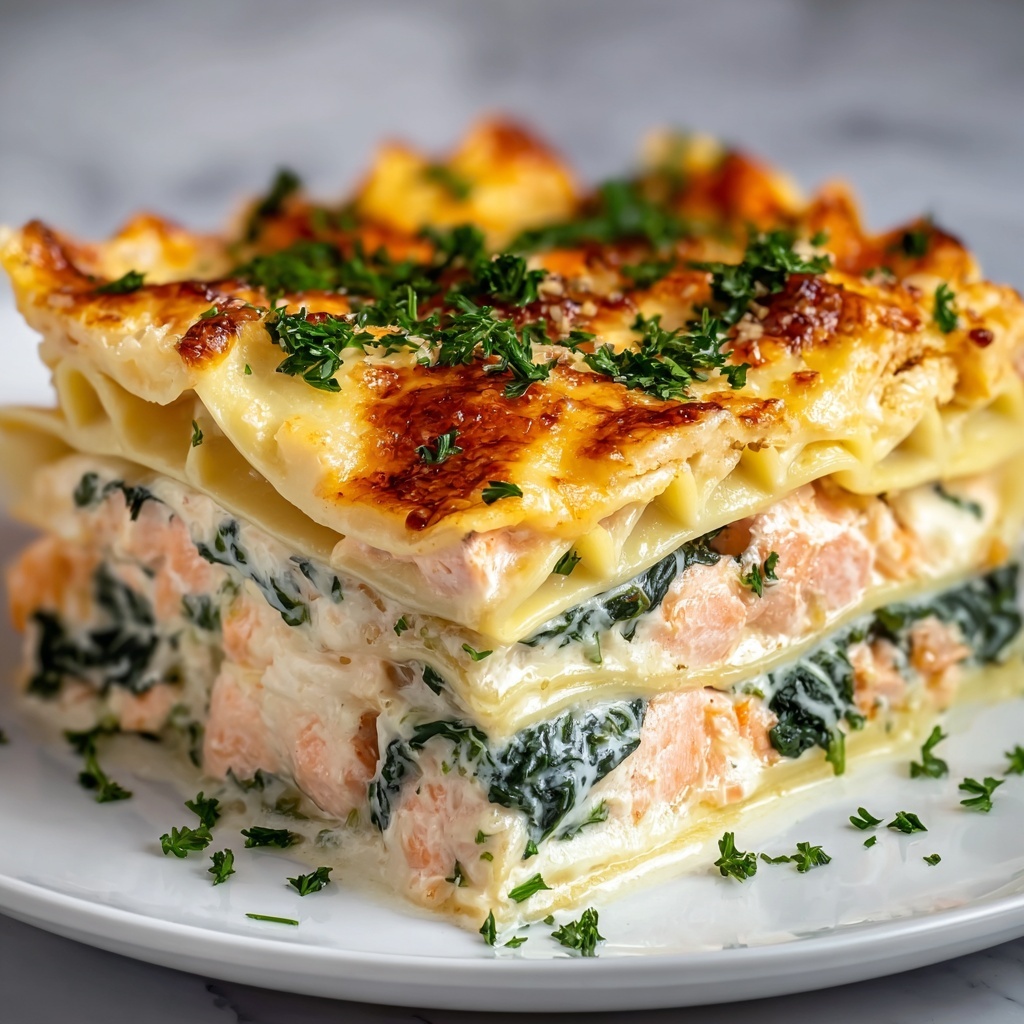 Salmon Spinach Lasagna Recipe - Recipe Image