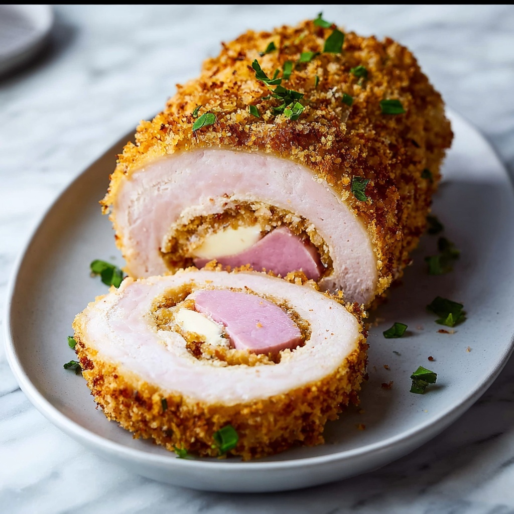 Chicken Cordon Bleu Meatloaf with Parmesan Sauce Recipe - Recipe Image