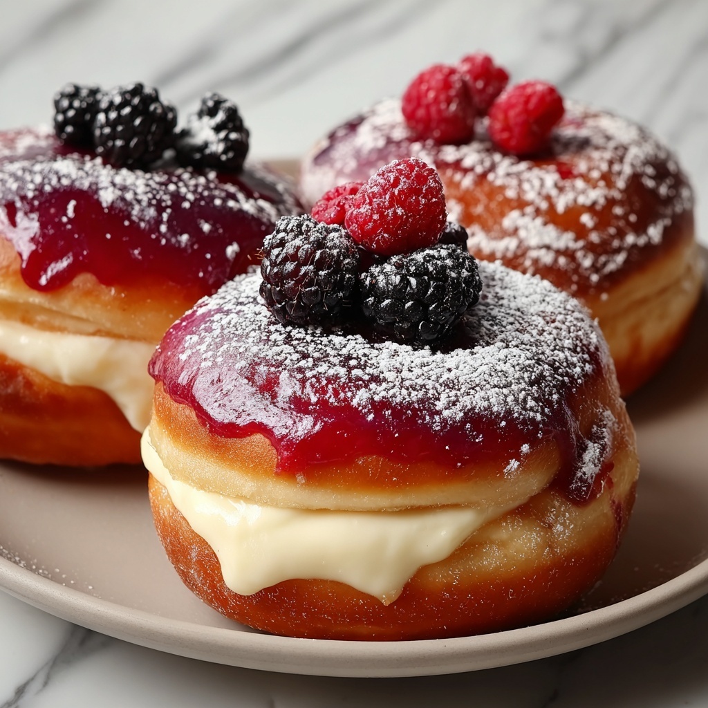 Summer Fruit Cheesecake Stuffed Brioche Doughnuts Recipe - Recipe Image
