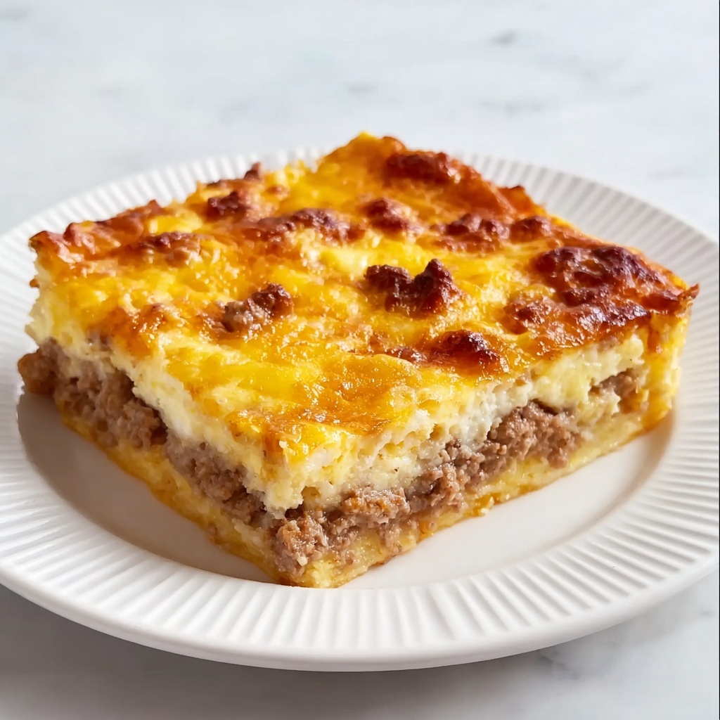 Breakfast Casserole with Crescent Rolls, Sausage, and Cheddar Cheese Recipe - Recipe Image