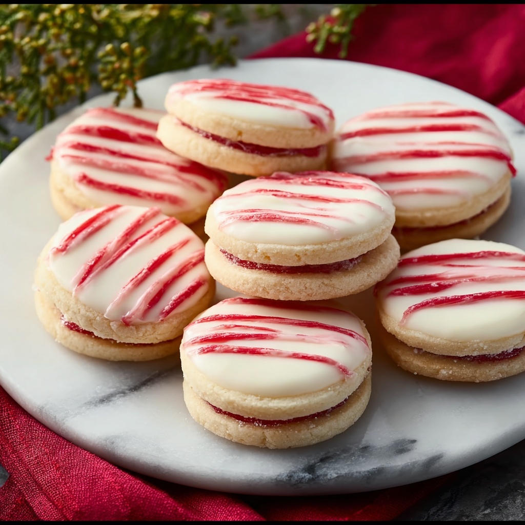 Striped Peppermint Sandwich Cookies Recipe - Recipe Image