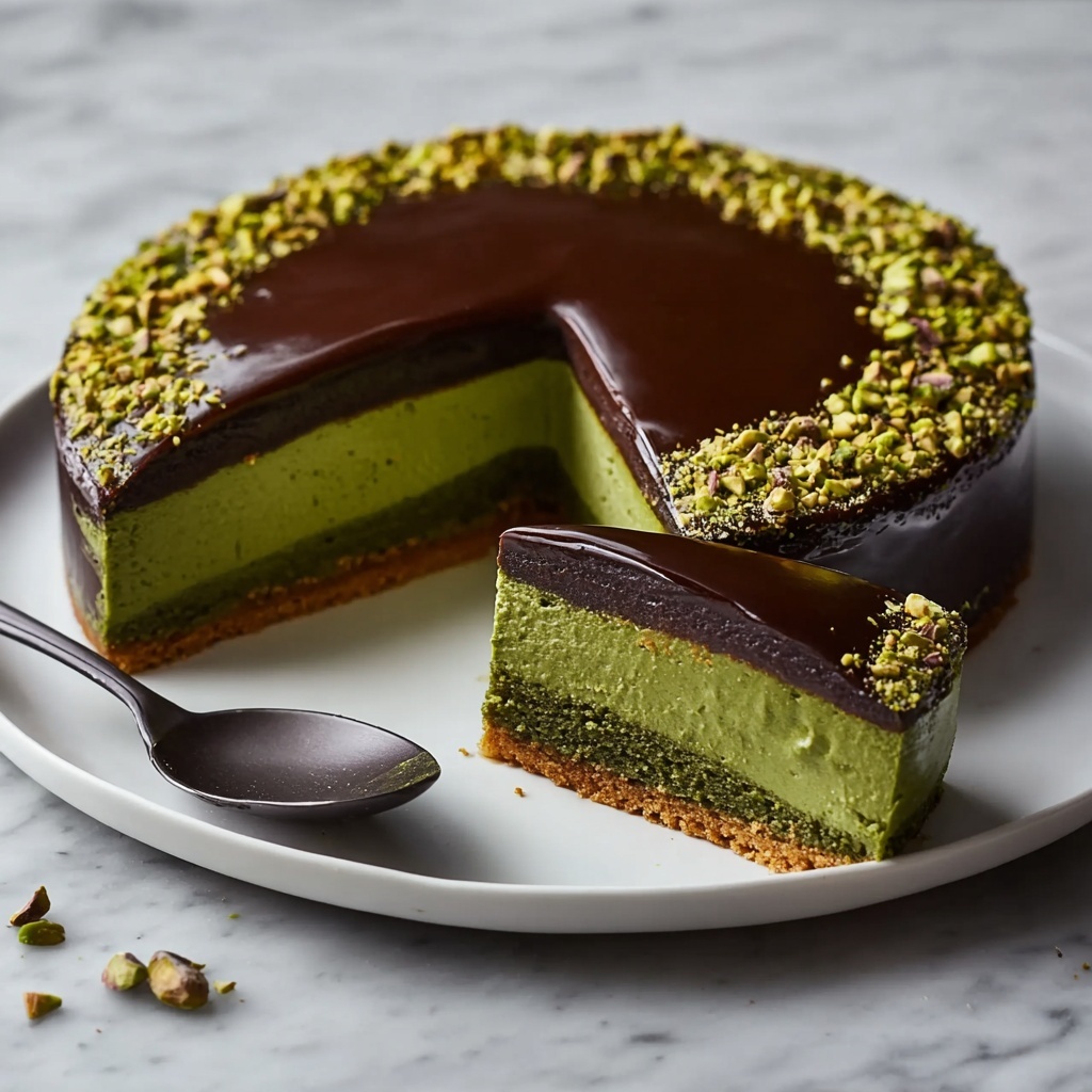 Flourless Pistachio Cake with Chocolate Ganache Recipe - Recipe Image