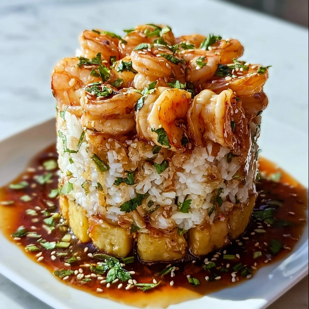 The Best Teriyaki Shrimp Pineapple Rice Stack for Family Meals Recipe - Recipe Image