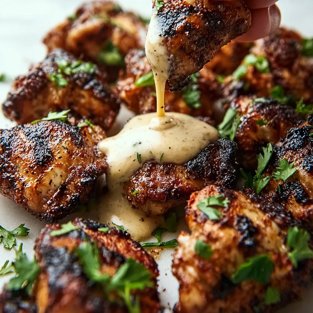 Grilled Chicken Bites with Creamy Garlic Sauce Recipe - Recipe Image
