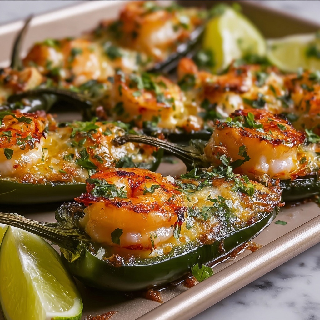 Keto Cilantro Lime Shrimp Stuffed Poblano Peppers Recipe - Recipe Image
