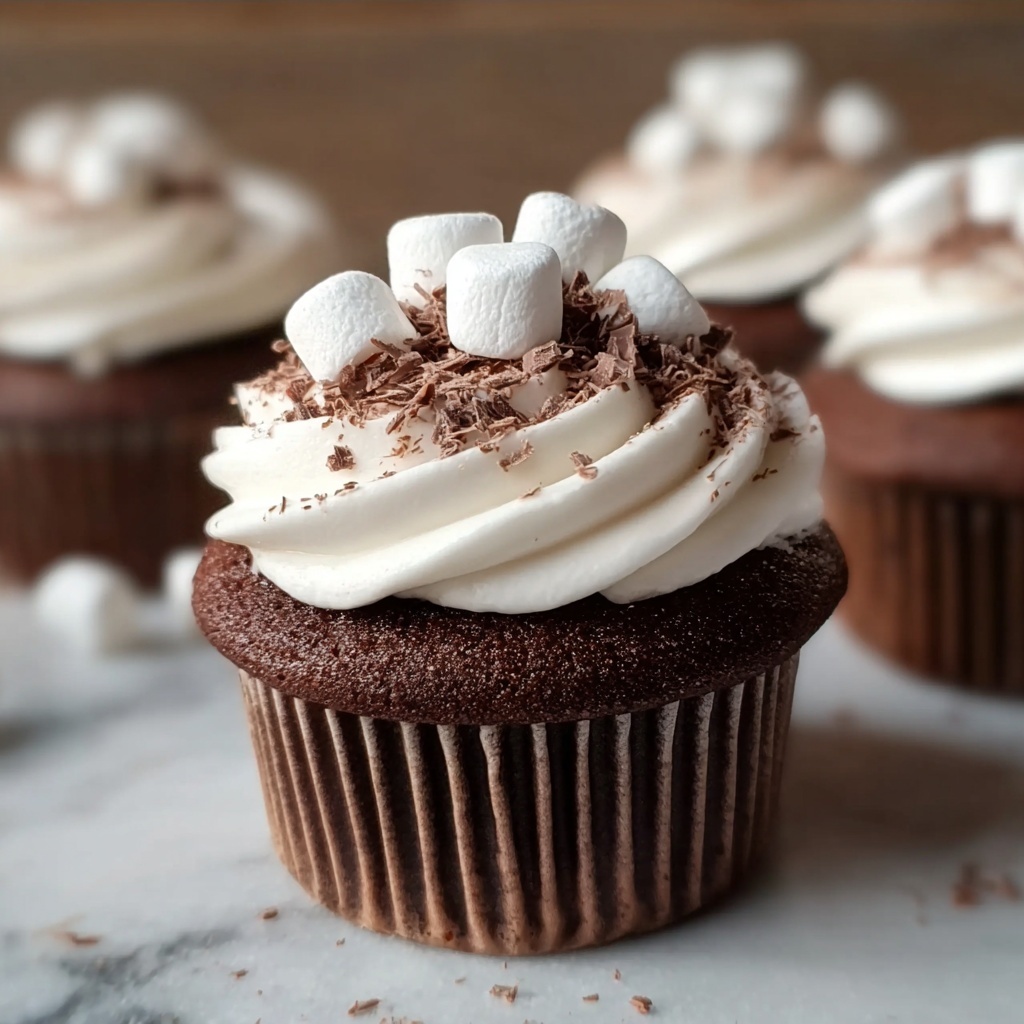 Hot Cocoa Cupcakes with Marshmallow Frosting Recipe - Recipe Image