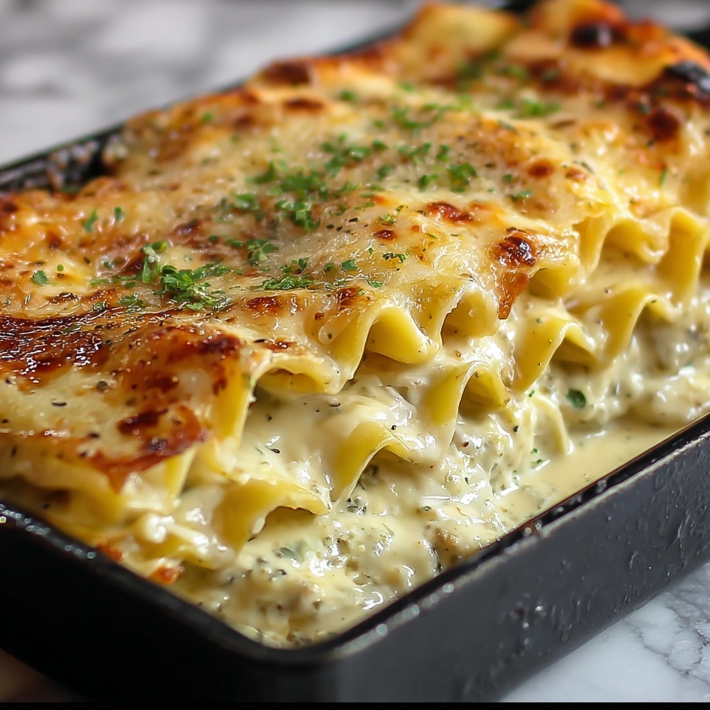 Creamy Garlic Butter Shrimp Scampi Lasagna with Lemon and Parmesan Recipe - Recipe Image