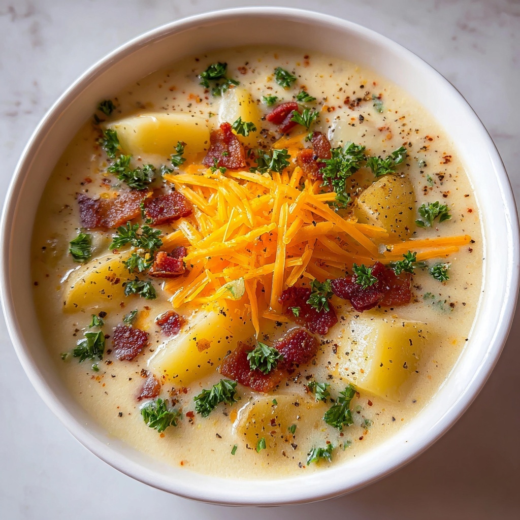 Crockpot Potato Soup with Bacon, Cheddar, and Fresh Parsley Recipe - Recipe Image