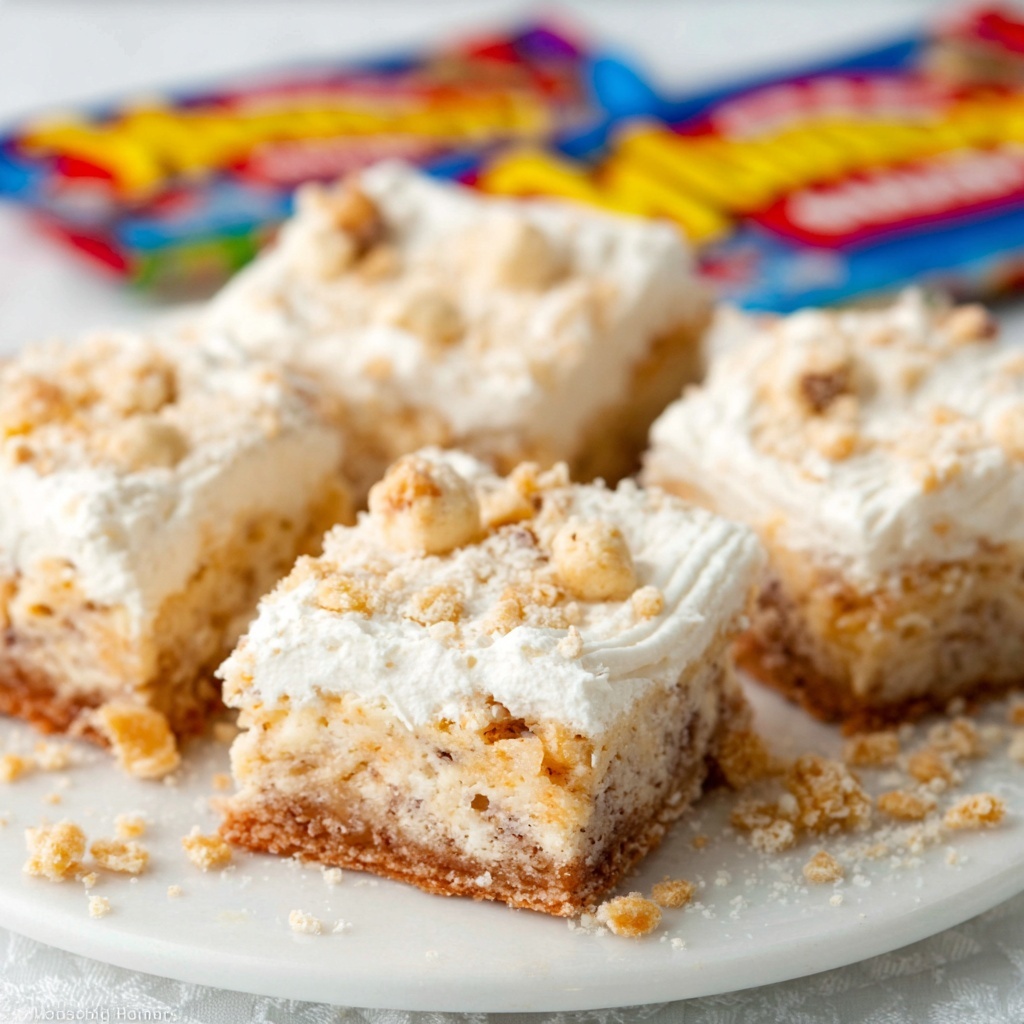Butterfinger Dreams: Cream Cheese Shortbread Bars with Whipped Butterfinger Topping Recipe - Recipe Image