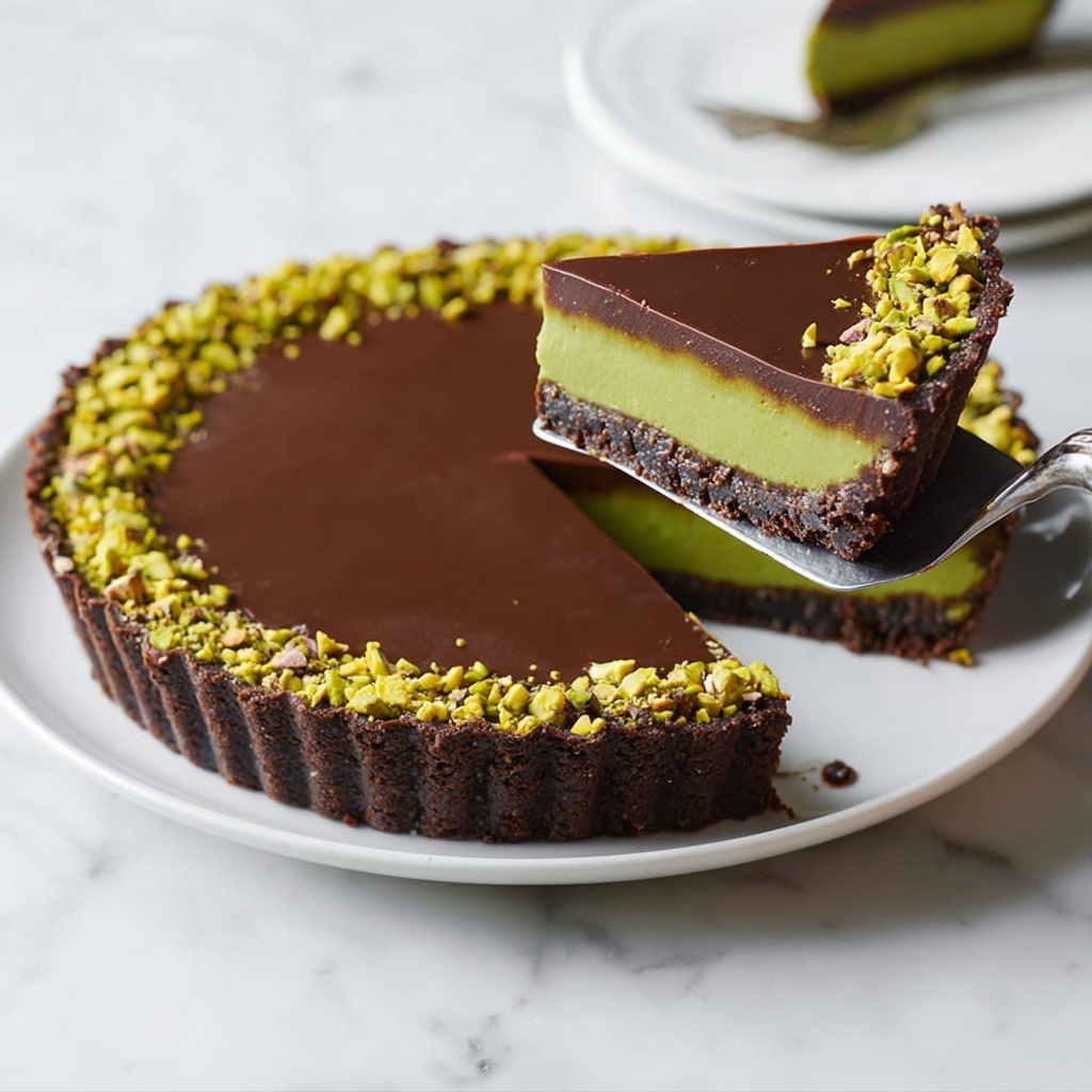 No-Bake Chocolate Tart with Pistachio Paste Recipe - Recipe Image