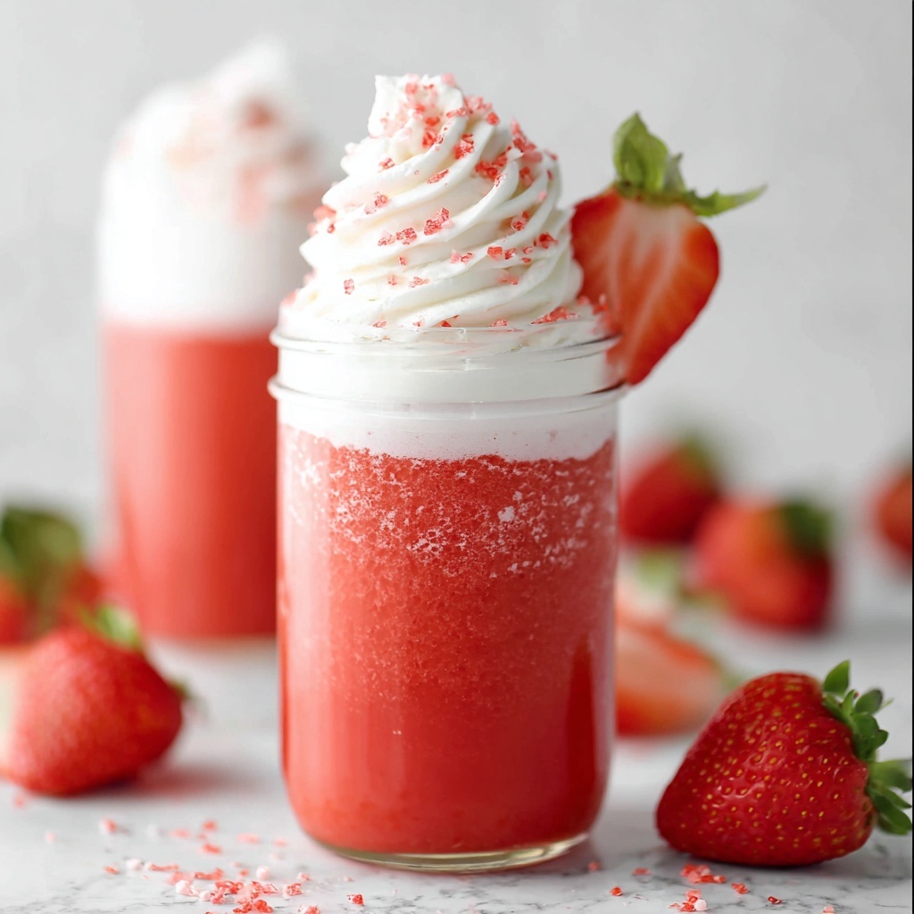Strawberry Slushie with Vegan Italian Meringe Recipe - Recipe Image