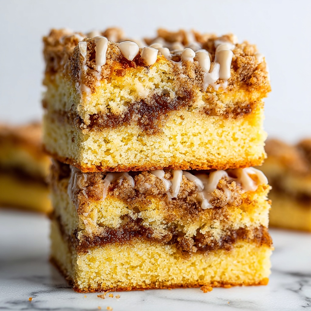 Vegan Cinnamon Coffee Cake with Cinnamon Crumb and Vanilla Glaze Recipe - Recipe Image