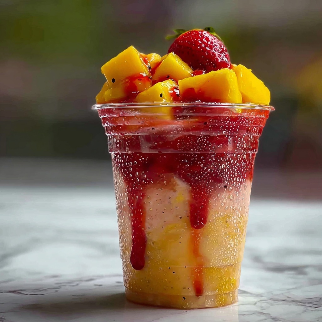 Mango Strawberry Sunrise Frappuccinos Recipe - Recipe Image