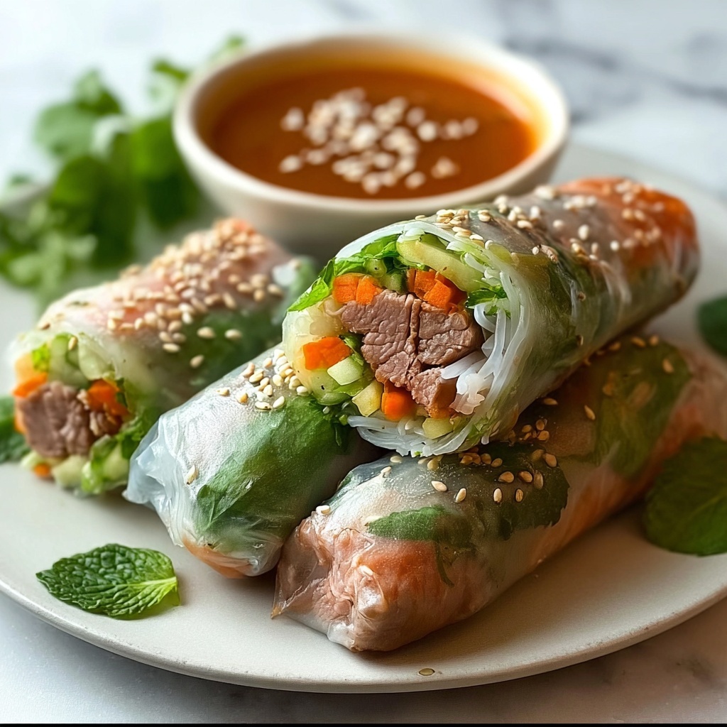 Beef Spring Rolls with Peanut Lime Dipping Sauce Recipe - Recipe Image