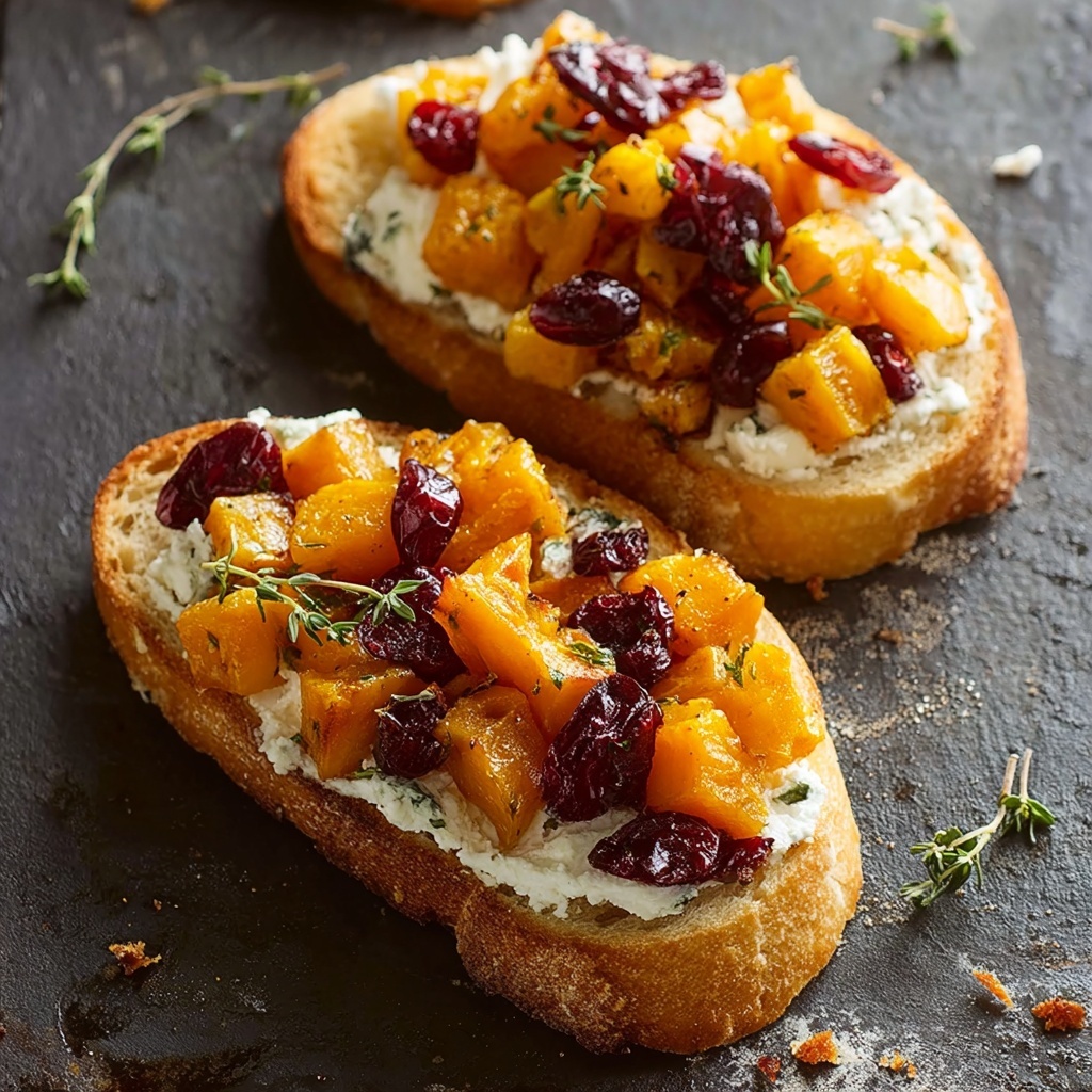 Butternut Squash Cranberry Goat Cheese Crostini Recipe - Recipe Image