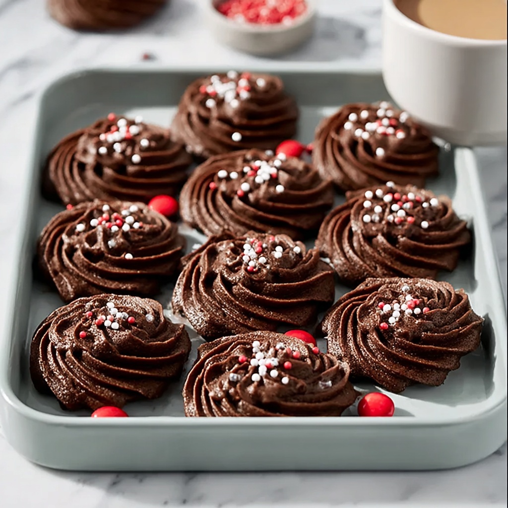 Piped Chocolate Butter Cookies Recipe - Recipe Image