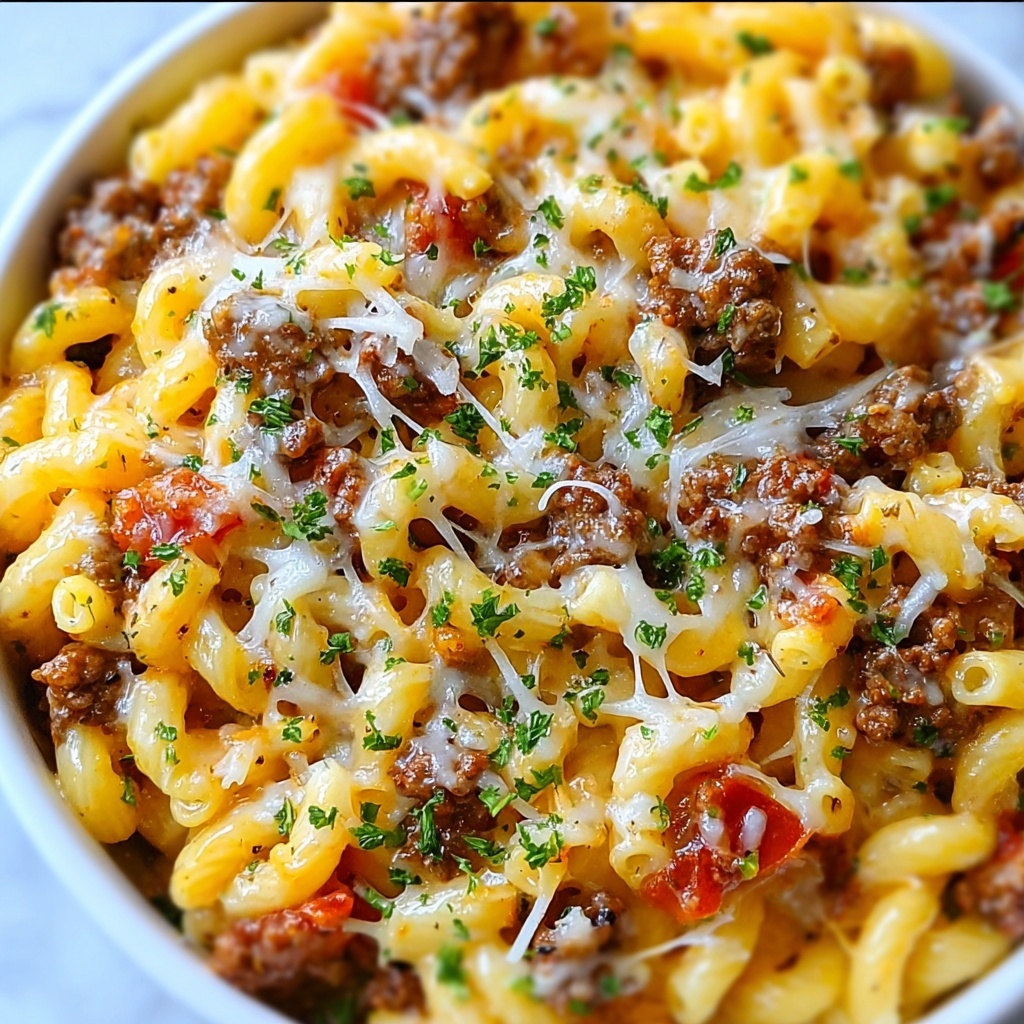 Loaded Cheeseburger Alfredo Pasta Recipe - Recipe Image