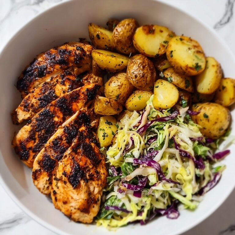 Grilled Chicken with Roasted Potatoes and Veggie Slaw Recipe