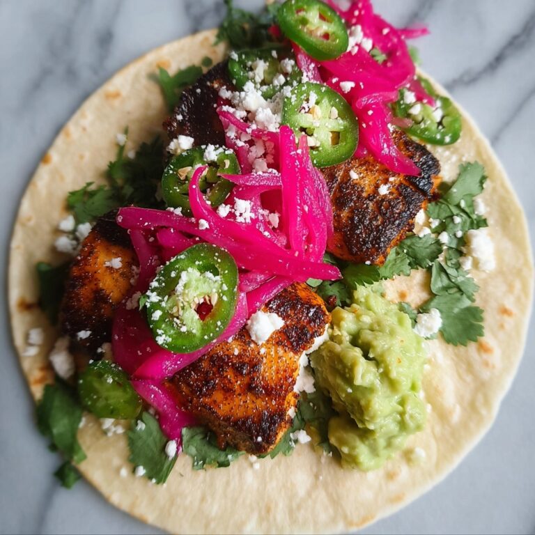 Bronzed Fish Tacos with Cilantro Lime Slaw and Spicy Crema Recipe