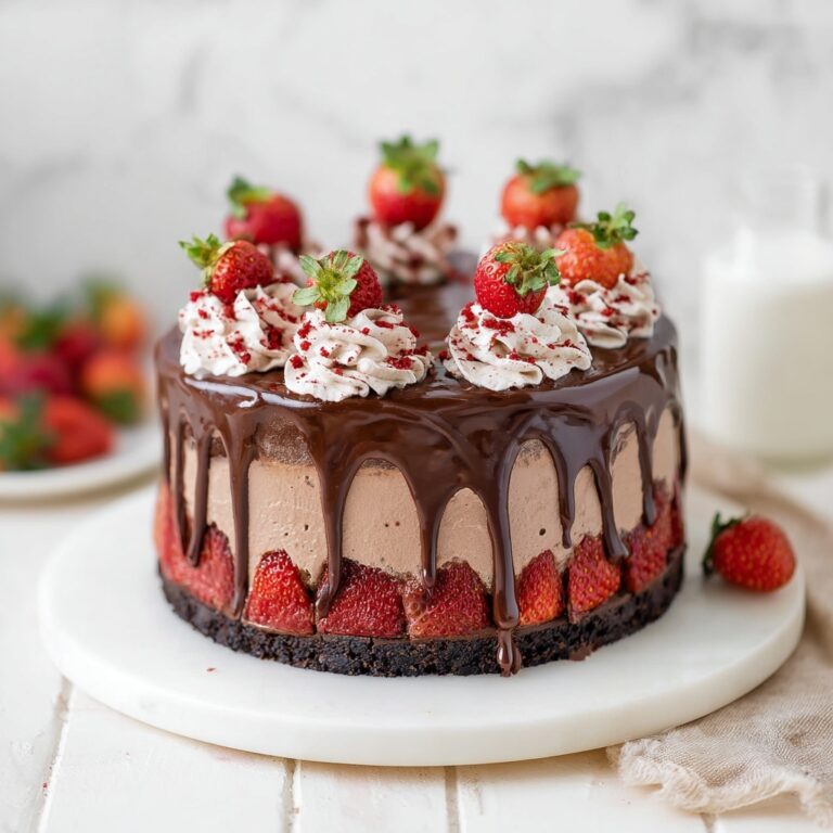 Vegan Strawberry Chocolate Fudge Cake (No-Bake) Recipe