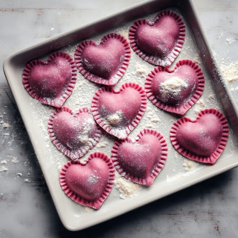 Ricotta and Sage Filled Beetroot Ravioli Hearts Recipe