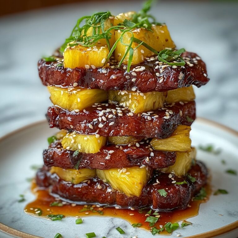 Teriyaki Beef & Pineapple Rice Stack Recipe