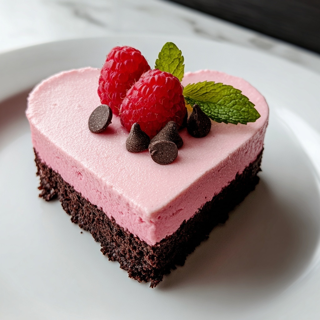 Heart-Shaped Raspberry Mousse with a Brownie Base Recipe - Recipe Image