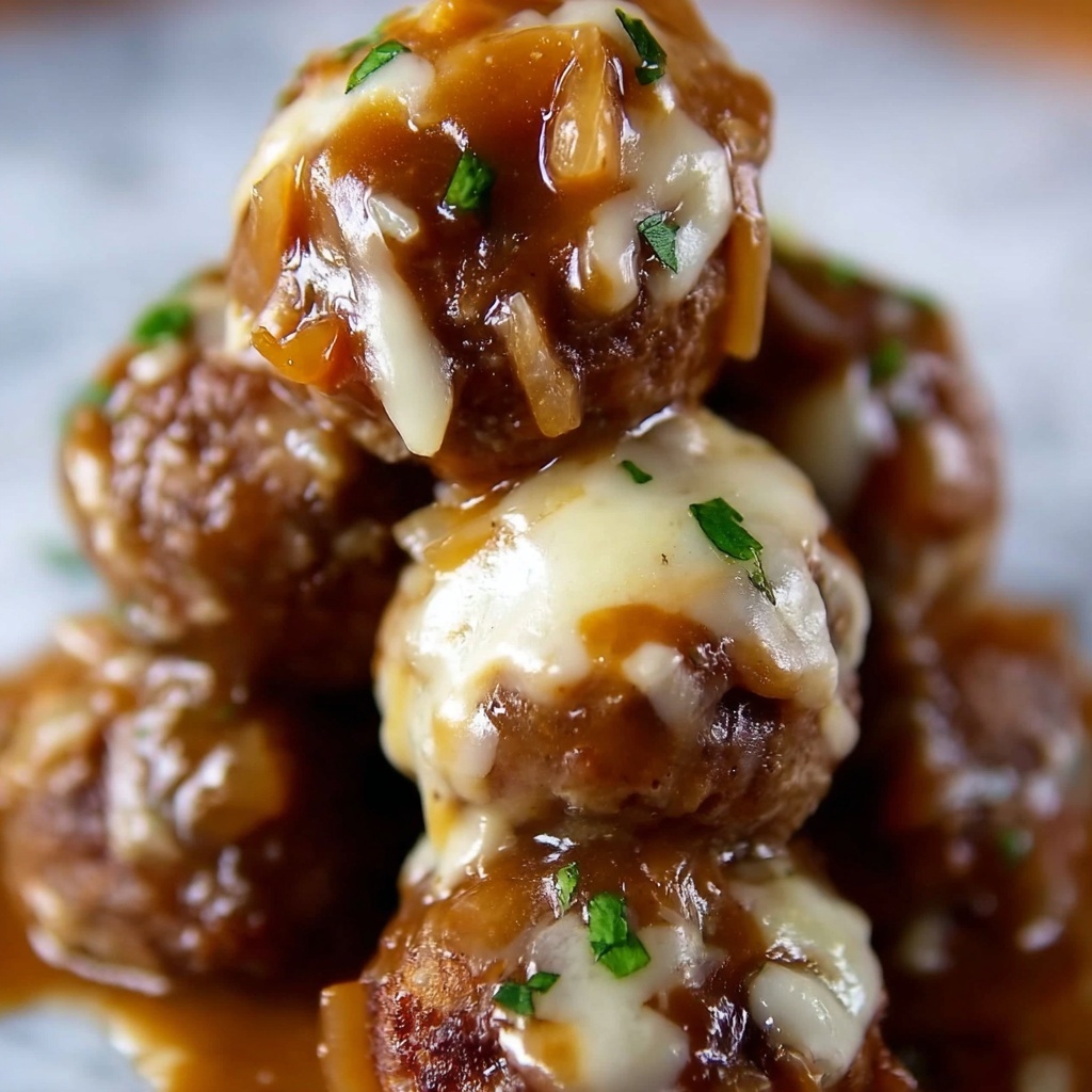 Slow Cooker French Onion Meatballs Recipe - Recipe Image