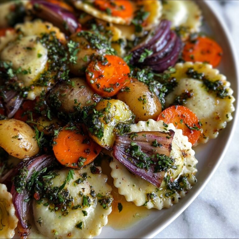 Chimichurri Pierogies with Roasted Veggies Recipe