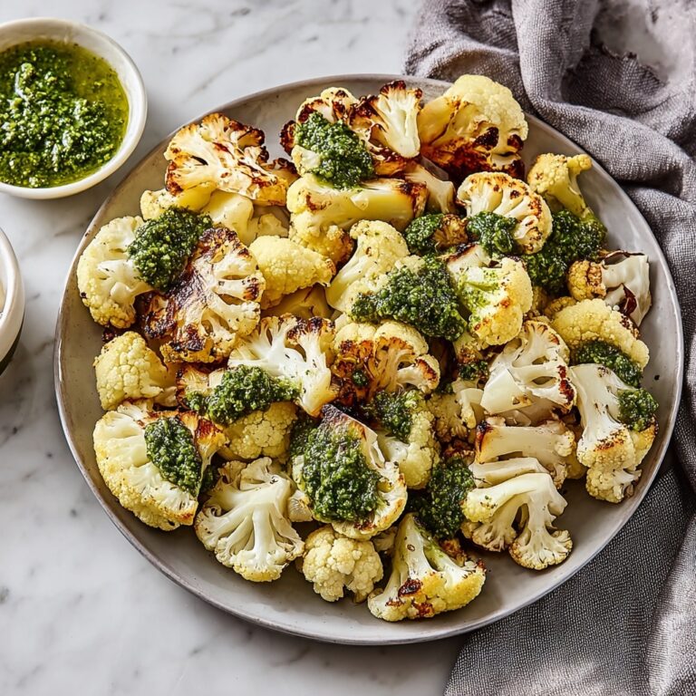 Parmesan Pesto Roasted Cauliflower Recipe