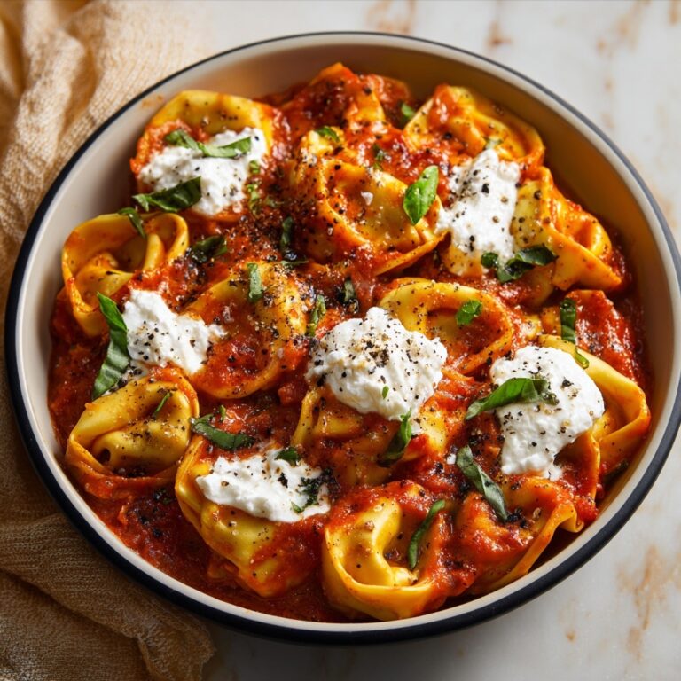 Tortellini with Roasted Red Pepper and Burrata Sauce Recipe