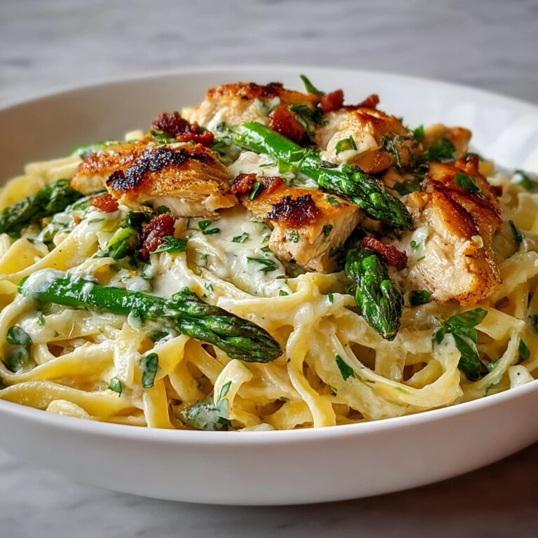 Creamy Asiago Chicken Asparagus Pasta Recipe