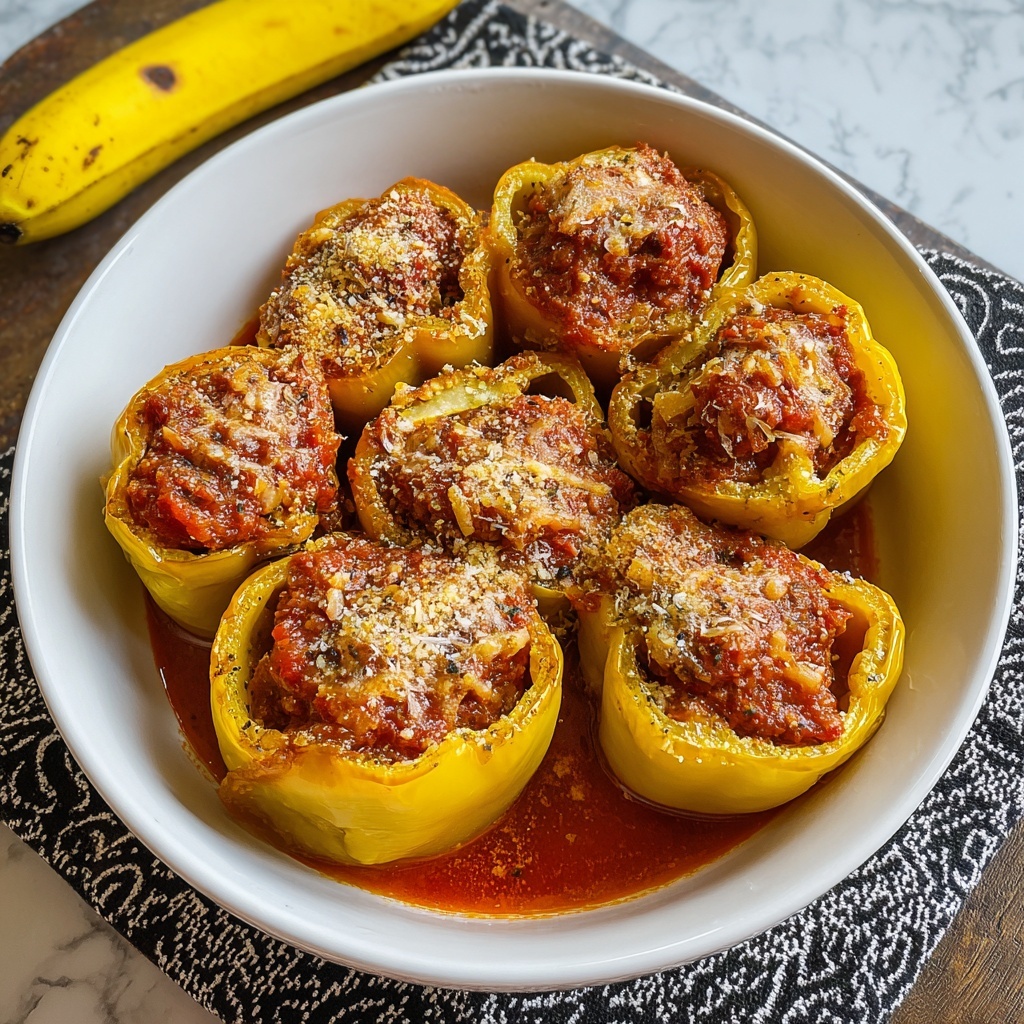 Stuffed Banana Peppers in Savory Tomato Sauce Recipe - Recipe Image