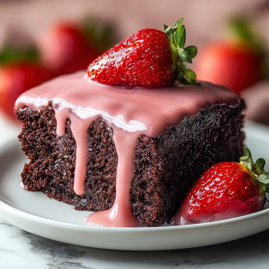 Strawberry Brownies with Pink Glaze Recipe - Recipe Image