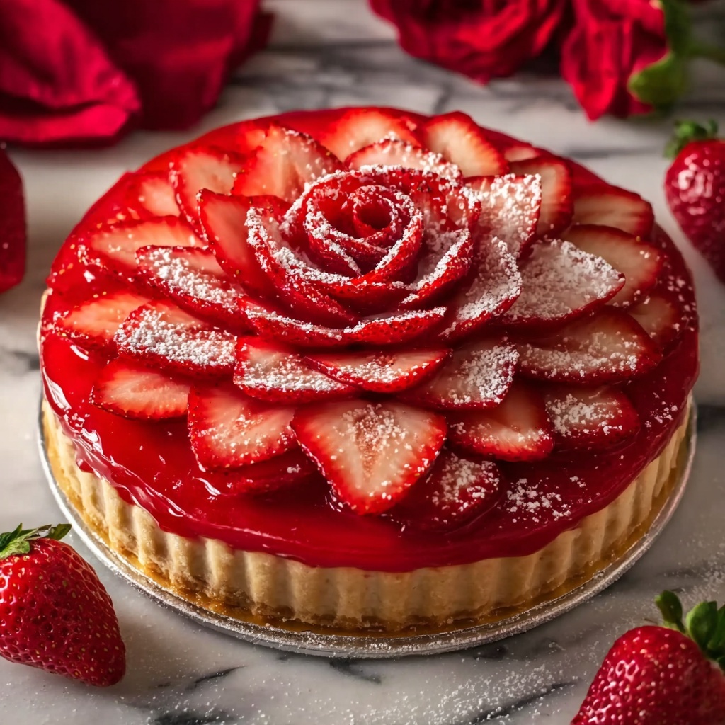 Strawberry Rose Tart with Custard Cream Recipe - Recipe Image