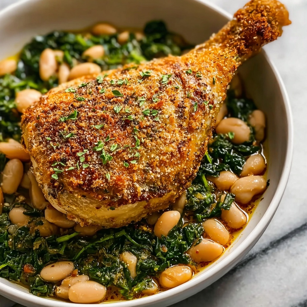 One-Pan Crispy Chicken with Cannellini Beans and Pistachio Pesto Recipe - Recipe Image