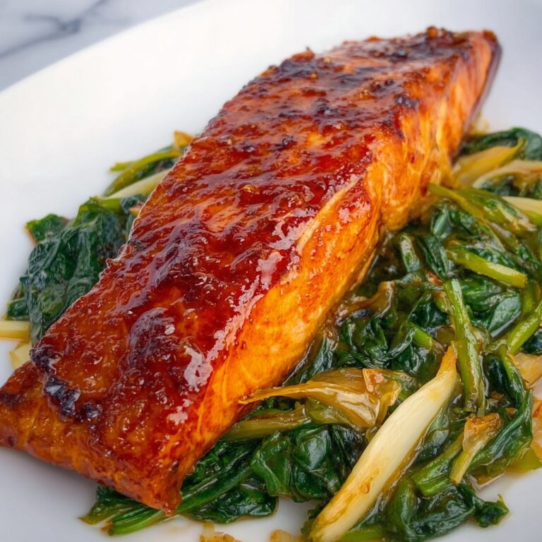 Miso Salmon on Sautéed Spinach Recipe