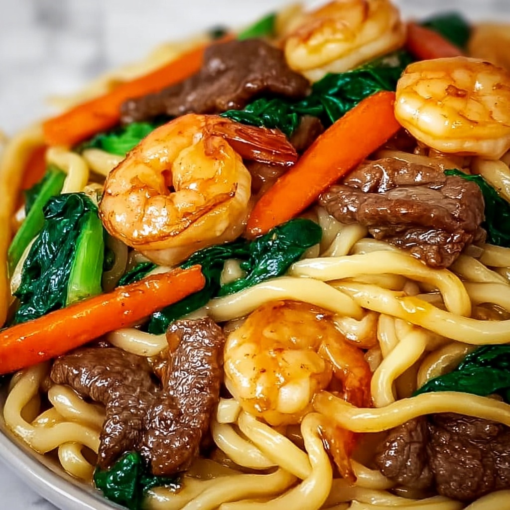 Steak & Shrimp Stir-Fried Noodles Recipe - Recipe Image