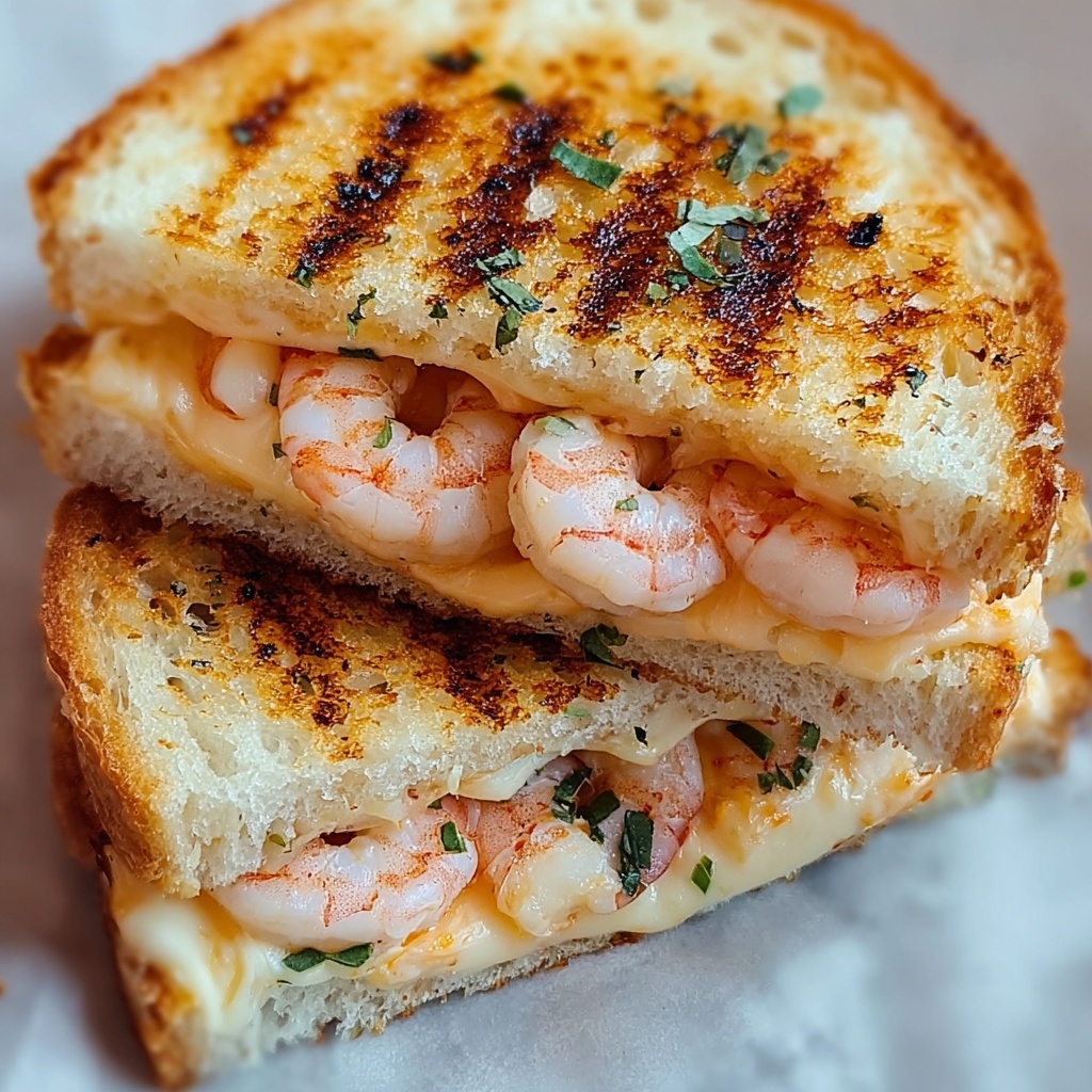 Shrimp Grilled Cheese with Garlic Bread Recipe - Recipe Image