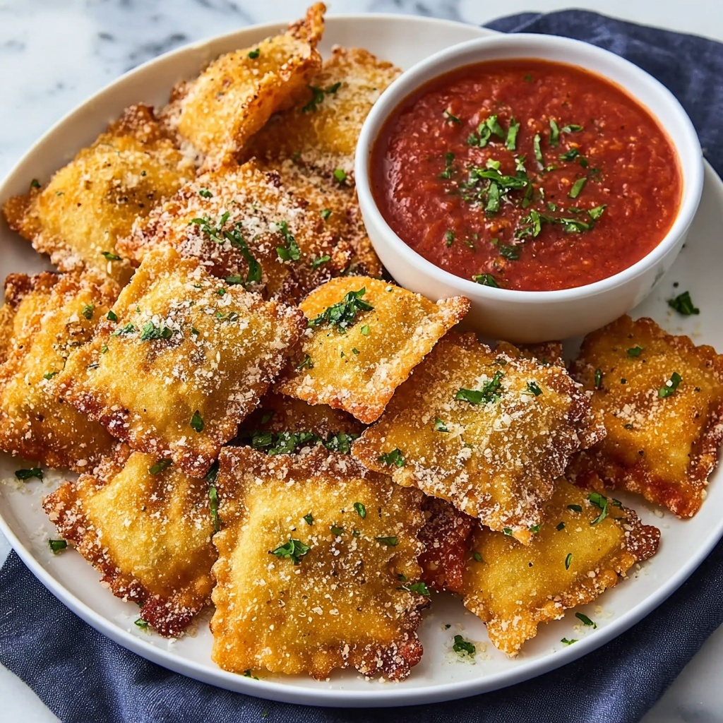 Air Fryer Crispy Ravioli with Parmesan and Marinara Recipe - Recipe Image