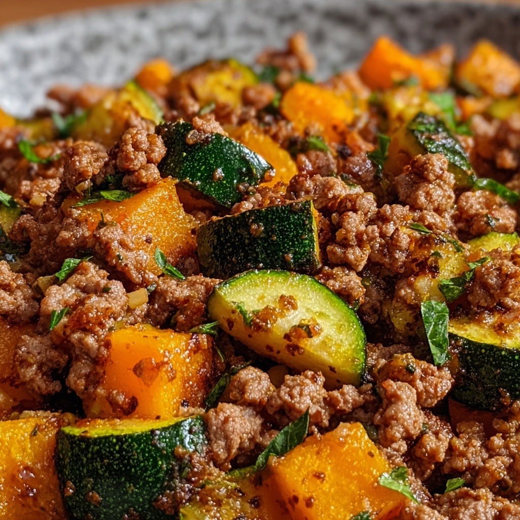 Ground Beef Zucchini Sweet Potato Skillet Recipe - Recipe Image